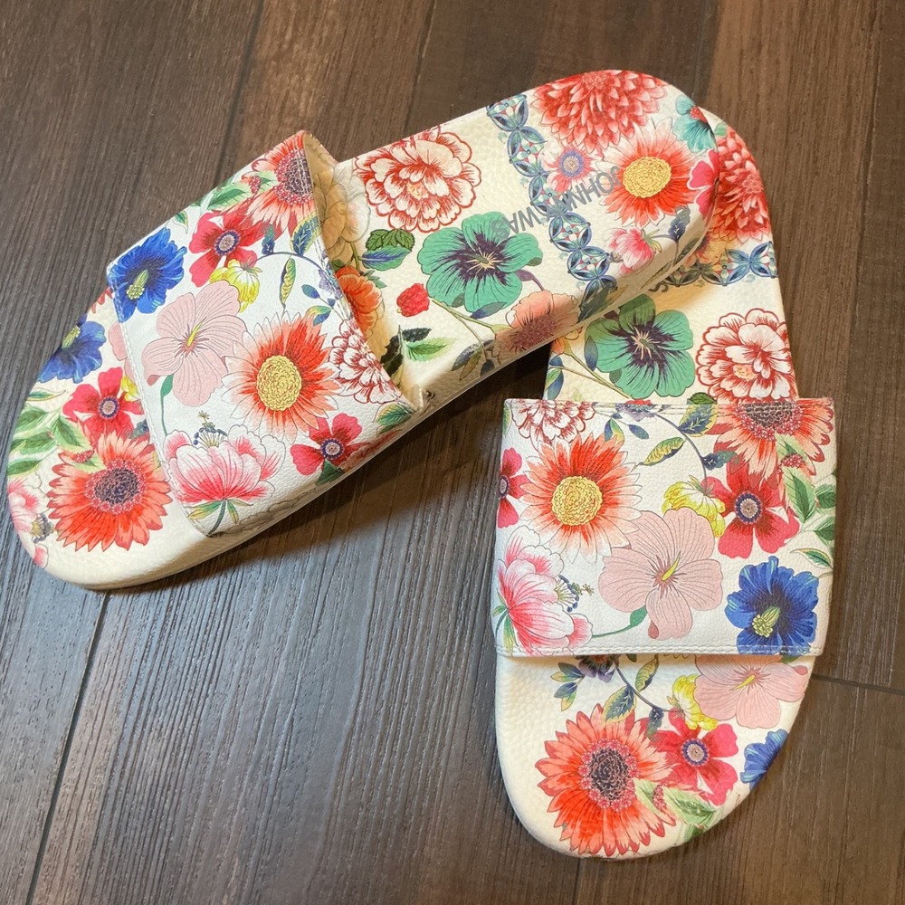 Johnny Was Mirror Palace Floral Slide Sandals Multicolor Boho Shoes Size 10M
